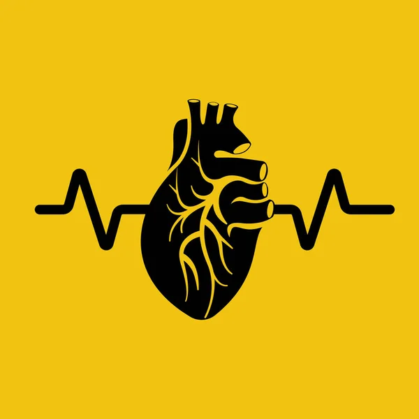 Concepto Cardiología Corazón Humano Latido Del Corazón Rojo Con Línea — Vector de stock