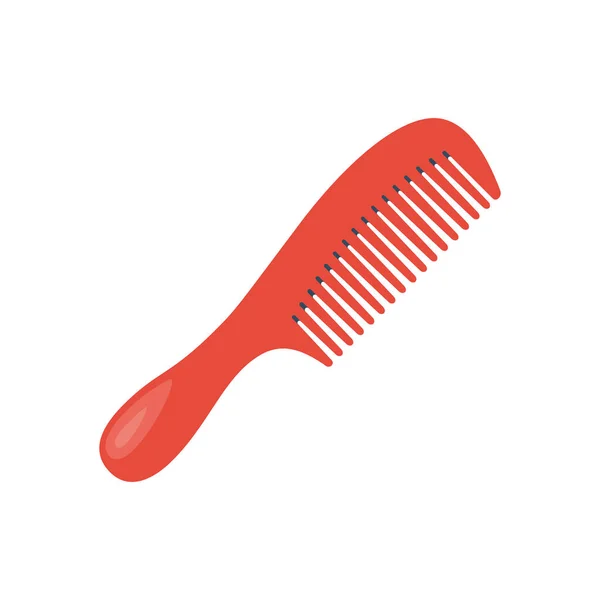Ikona Grzebienia Narzędzie Fryzjerskie Urządzenia Pielęgnacji Włosów Czerwony Plastikowy Grzebień — Wektor stockowy