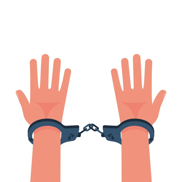 Las Manos Esposadas Humano Cárcel Concepto Prisionero Ilustración Vectorial Diseño — Vector de stock