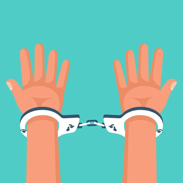 Χέρια Χειροπέδες Άνθρωπος Στη Φυλακή Ιδέα Του Κρατουμένου Απεικόνιση Διανύσματος — Διανυσματικό Αρχείο