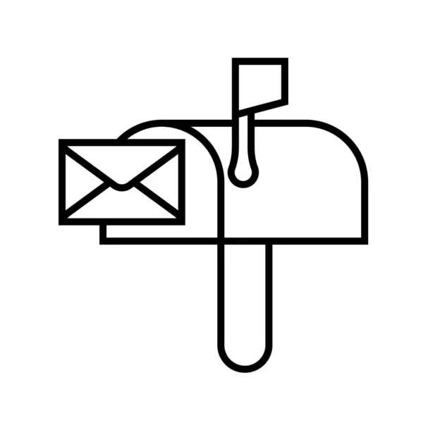 Открыть Почтовый Ящик Черной Линией Бумажного Конверта Векторная Иллюстрация Плоская — стоковый вектор