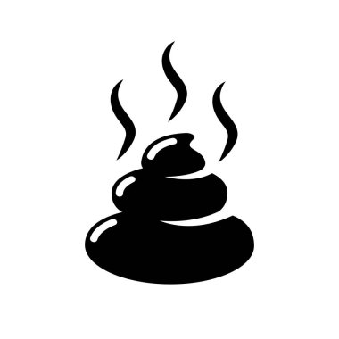 Shit cartoon icon. Black silhouette shit. Vector design flat illustration. Excrement and smell. Isolated on white background.