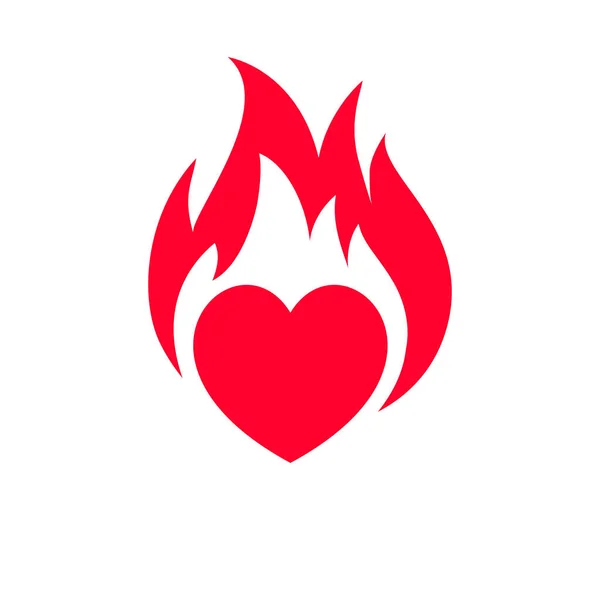 Ikona Płonącego Serca Logo Płonącego Serca Wektor Ilustracja Płaska Konstrukcja — Wektor stockowy