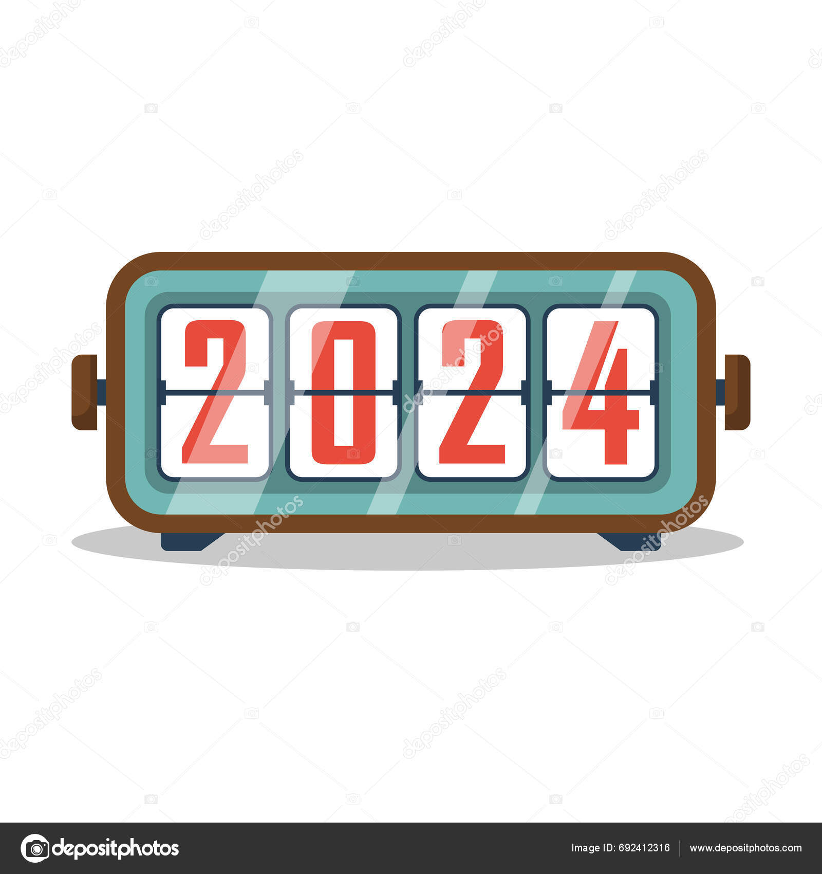 Happy New Year 2024 Analog Retro Timer 2024 Flip Clock Stock Vector by