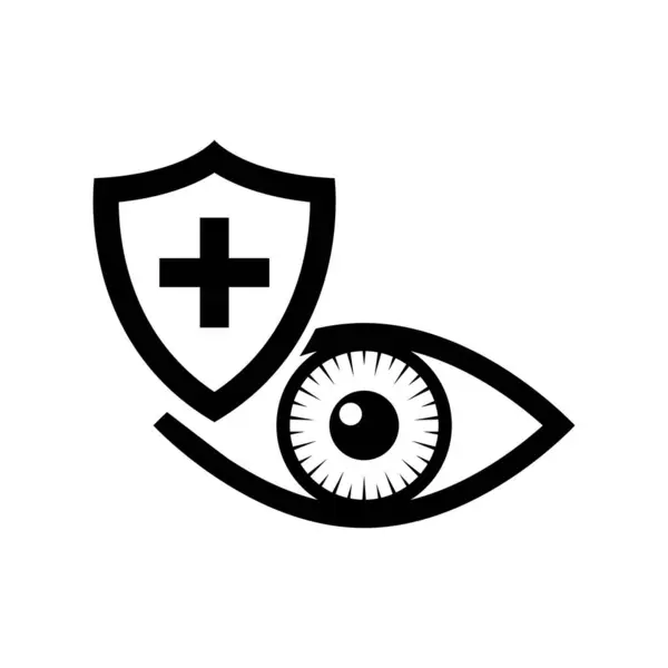 Oční Bezpečnost Ikona Ochrany Očí Zachování Zraku Doktorova Ruka Štít Royalty Free Stock Vektory