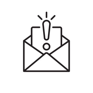 Zarf hattı tasarımı. Mesaja dikkat et. Ünlem işareti. Açık zarfın aralıksız çizimi. E- posta pazarlama iniş sayfası. Vektör illüstrasyon düz tasarım. 