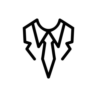 Siyah çizgi simgesini bağla. Boyunbağı düz simgesi. Vektör illüstrasyon tasarımı. Boyun bezi aksesuarı sembol kıyafet kuralı olarak. Mobil web uygulaması için. Beyaz gömlekli kırmızı kravat. Giysi işadamları.