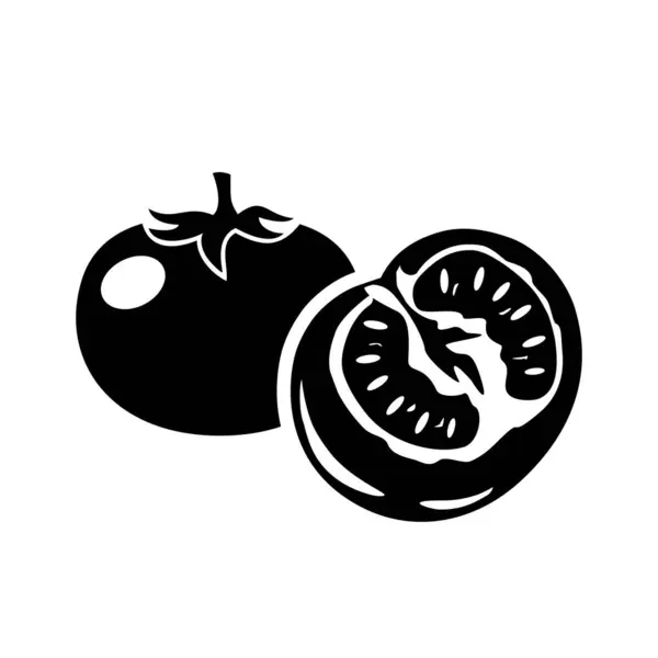 Paradicsom Fekete Ikon Friss Vörös Ízletes Zöldség Használható Emblémaként Logóként Vektor Grafikák