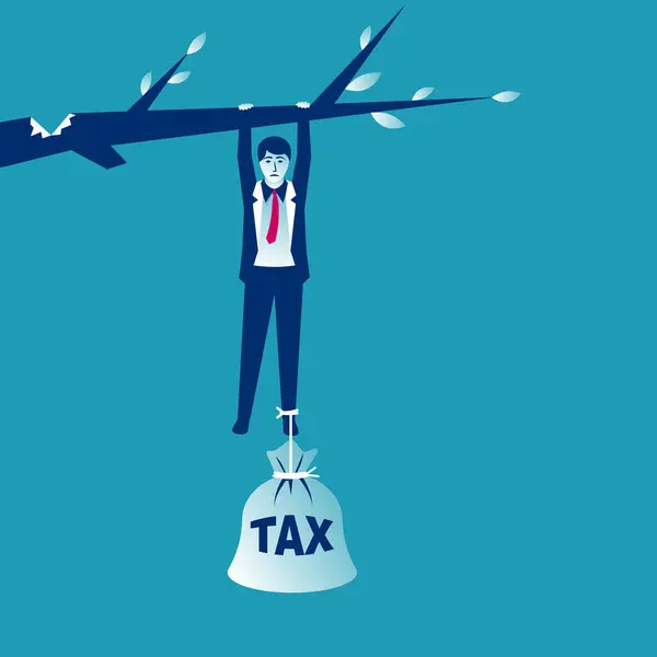 Daňová Koncepce Podnikatel Visí Větvi Velkým Pytlem Dluhů Daň Jako Royalty Free Stock Vektory