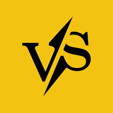 Siyah simgeye karşı. Karşı sembol. Karşılaşma ya da muhalefet. Harflere karşı. Vektör çizimi düz tasarım. Beyaz arkaplanda izole.