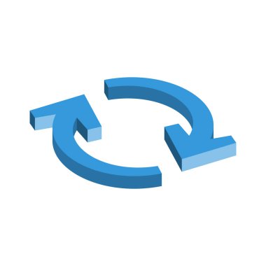 Dairesel oklar izometrik ikon. Cep telefonu ve uygulamalar için nesne. Arayüz ve bilgi. Vektör çizimi düz tasarım. Web ve yazdırma düğmeleri.