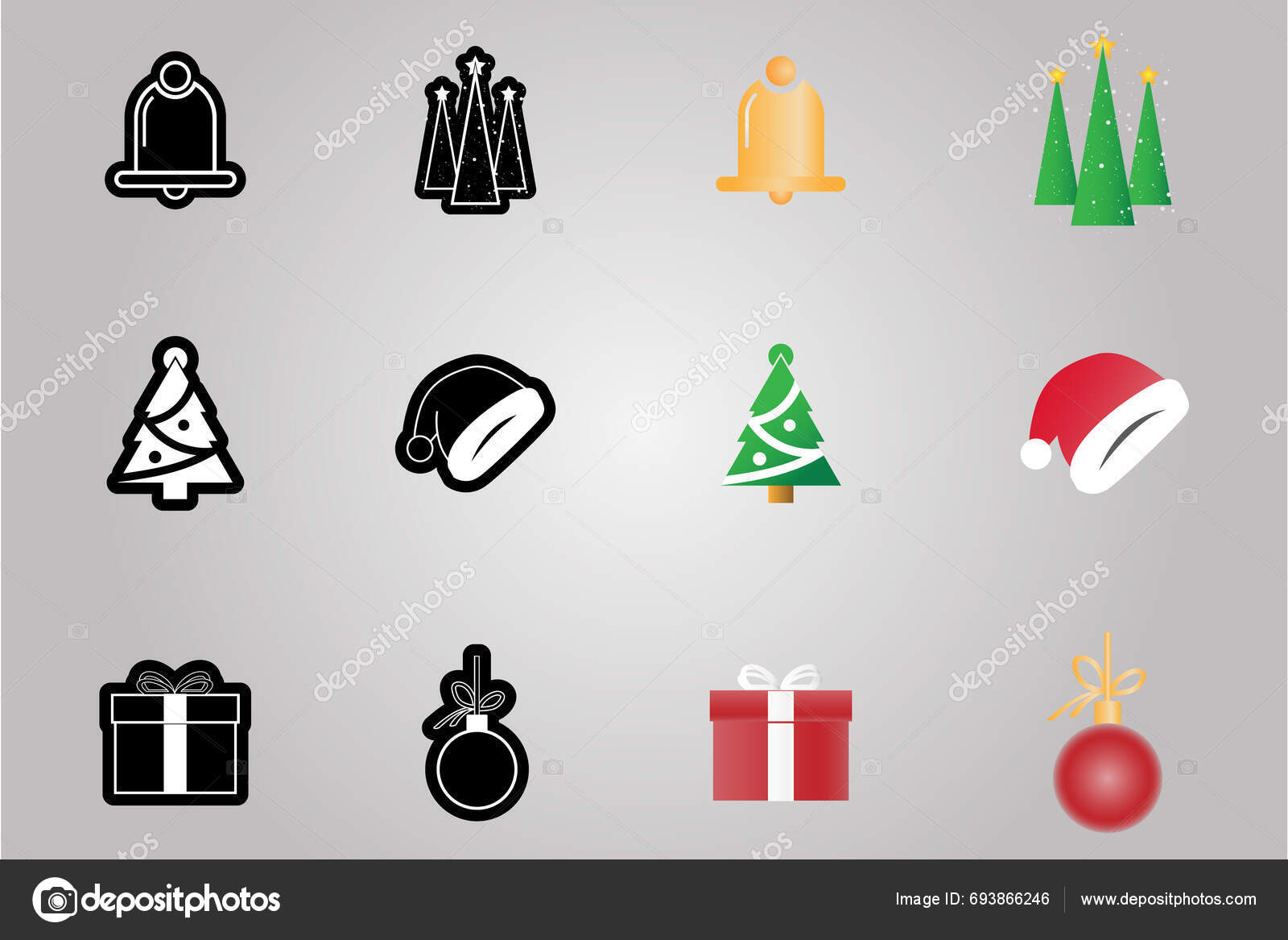 Jul Ikoner Design Symboler Set Clipart Och Jul Objekt Som vektor av