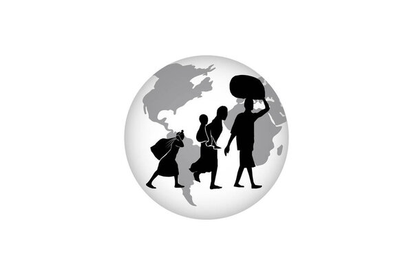 Refugee silhouette vectors and illustrations for world refugee day.