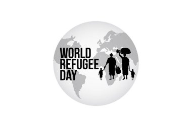 Dünya mülteci günü için mülteci silueti vektörleri ve illüstrasyonları.