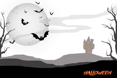 Halloween silhouette landscape illustration. clipart