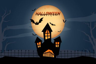 Halloween silhouette landscape illustration. clipart