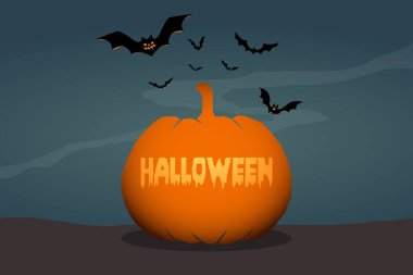 Halloween silhouette landscape illustration. clipart