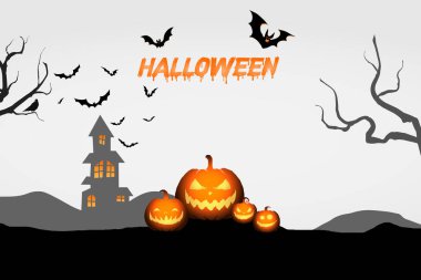 Halloween silhouette landscape illustration. clipart