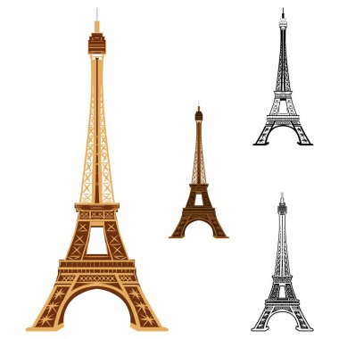 Eyfel Kulesi 'ni temsil eden bir dizi resim, grafik veya sembol