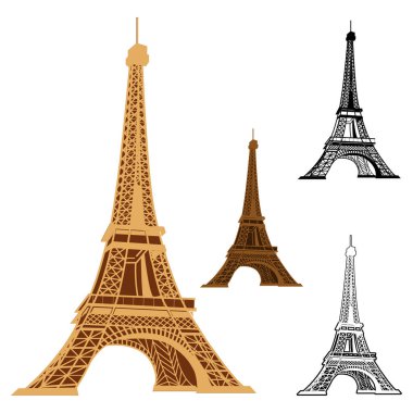 Eyfel Kulesi 'ni temsil eden bir dizi resim, grafik veya sembol