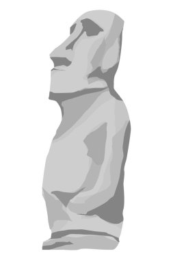 Moai vektörleri, ikonlar, klipart grafikleri ve arkaplan. Moai taşı heykeli pop sanat resmi.