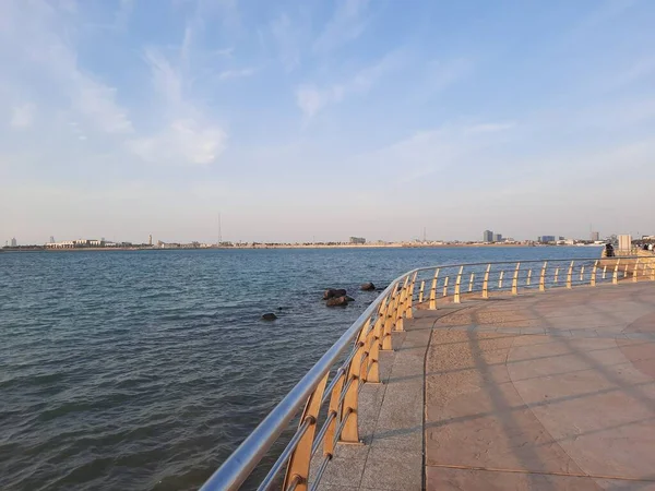 Beau Coucher Soleil Jeddah Corniche Corniche Djeddah Également Connue Sous — Photo