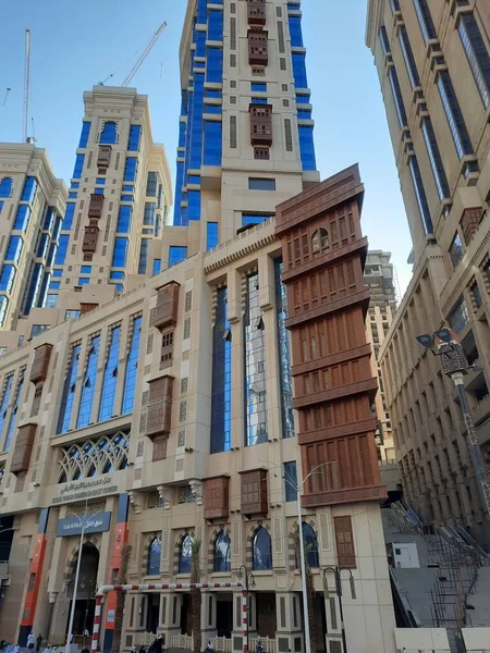 Gyönyörű Kilátás Toronyház Lakóépületek Jabal Omar Előtt Masjid Haram Mekka — Stock Fotó