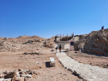 A view of the site of Moses Well is also known as Bir Al-Saidani in Bada, Tabuk, Saudi Arabia. This well is located between the desert and the mountains. A large number of pilgrims go for pilgrimage. This well has now dried up.