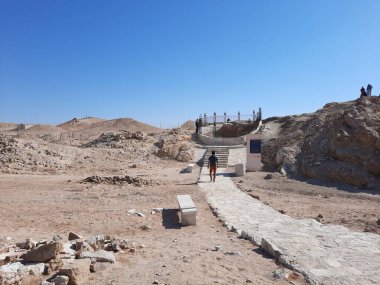 A view of the site of Moses Well is also known as Bir Al-Saidani in Bada, Tabuk, Saudi Arabia. This well is located between the desert and the mountains. A large number of pilgrims go for pilgrimage. This well has now dried up.