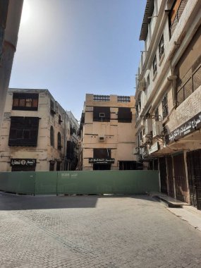 A view of the old and historical part of the city of Jeddah, Saudi Arabia.  These buildings are located in Balad area of Jeddah. The area in which Jeddah's ancient buildings are located has been declared a heritage site by the Saudi government.