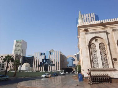 A view of buildings, and streets in Balad, the commercial center and main area of Jeddah, Saudi Arabia.