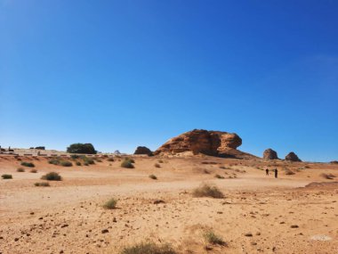  El-Ula, Suudi Arabistan 'daki Madain Saleh arkeolojik sahasının güzel gündüz manzarası.