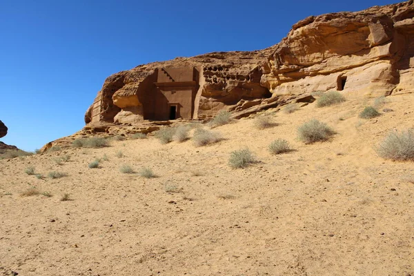 Krásný Denní Pohled Archeologické Naleziště Hegra Madain Saleh Ule Saúdská — Stock fotografie