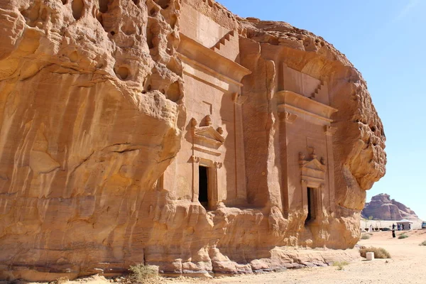 Schöne Tagesansicht Der Archäologischen Stätte Hegra Madain Saleh Ula Saudi — Stockfoto
