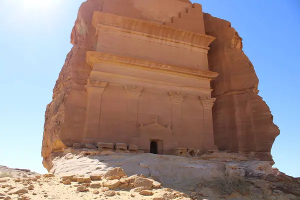 Ula Suudi Arabistan Daki Madain Saleh Arkeolojik Sahasının Güzel Gündüz — Stok fotoğraf