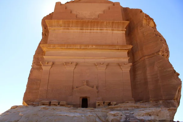 Ula Suudi Arabistan Daki Madain Saleh Arkeolojik Sahasının Güzel Gündüz — Stok fotoğraf