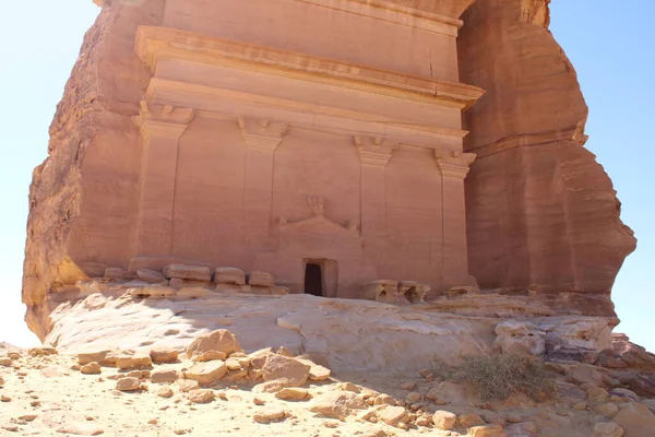 Piękny Widok Tereny Archeologiczne Hegra Madain Saleh Ula Arabia Saudyjska — Zdjęcie stockowe