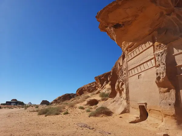 Vacker Utsikt Över Hegra Madain Saleh Arkeologiska Platsen Ula Saudiarabien — Stockfoto