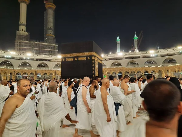 Ramazan Ayında Dünyanın Dört Bir Yanından Hacılar Mekke Deki Mescidi — Stok fotoğraf
