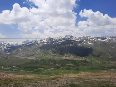 Beautiful view of the Babusar Pass. The Babusar Pass is a mountain pass in Pakistan in the north of the 150 km long Kaghan Valley. It is one of the most dangerous routes in Pakistan.  clipart