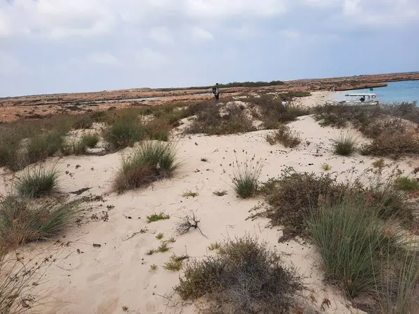  Suudi Arabistan, Jazan 'daki Farasan Adaları' nın çarpıcı panoramik manzarası. Şeffaf sular, kayalık oluşumlar ve yaklaşan kara bulutlar muhteşem bir manzara yaratır..