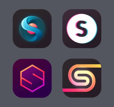 S harfi simgeleri ve logo. S Logosu