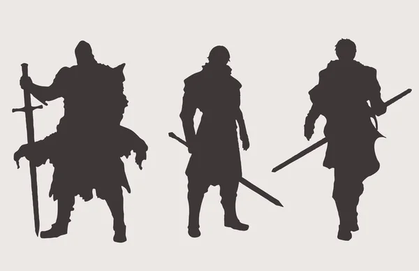 Фігури Старих Лицарів Обладунках — стоковий вектор