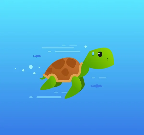 Malá Želvička Plave Moři — Stockový vektor