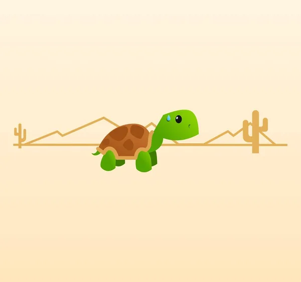 Küçük Kaplumbağa Çok Uzun Zamandır Yürüyor — Stok Vektör