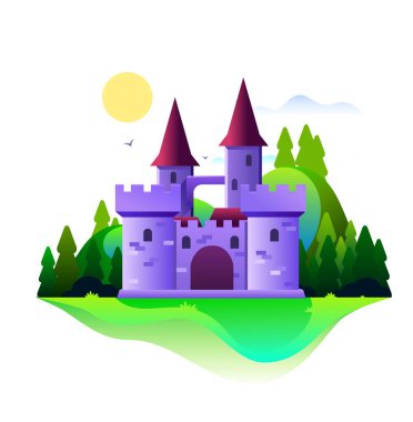 Gün boyunca bir şatonun tasviri