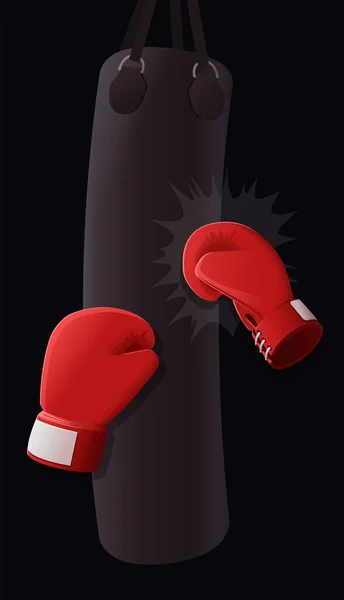 Red boxing gloves punch a pear