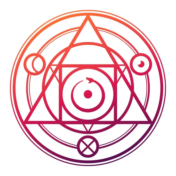 Magic Circle Mystical Geometry Alchemical Circle — Stock Vector