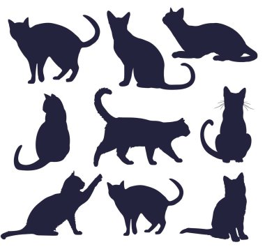 Dokuz siluet kedi.