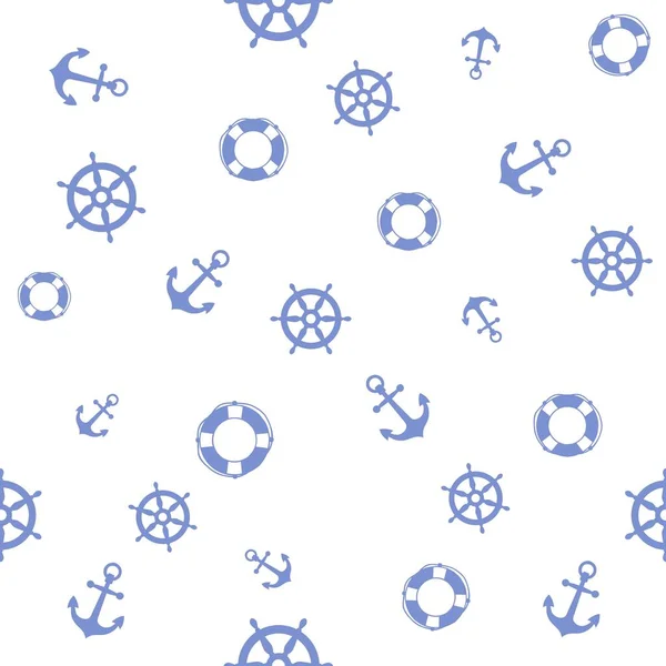 stock vector Seamless marine pattern on a white background. Blue background on a marine theme